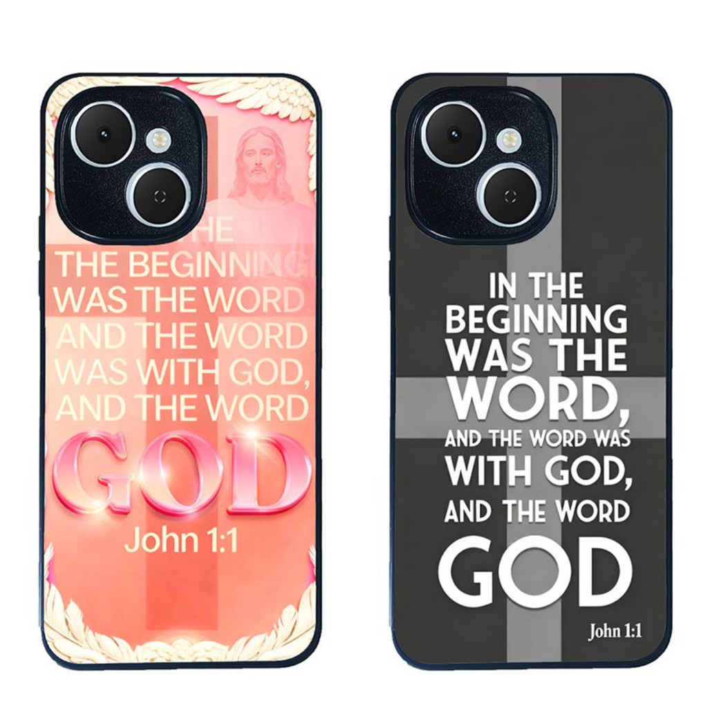 เคสโทรศัพท์สําหรับ Tecno Spark 40C Bible verse John 1 1 ความงามการป้องกันสีดํา