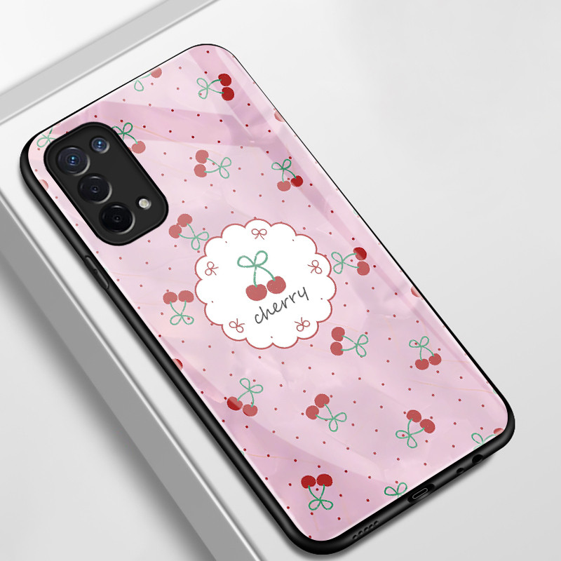เคสสำหรับ OPPO A54 5G A55 5G A74 5G A93 5G A95 F19 F19s Reno 6 Lite เคสโทรศัพท์เชอร์รีเปลือกแก้วกันกระแทก ราคา ถูกที่สุด ดีลบีเคเค