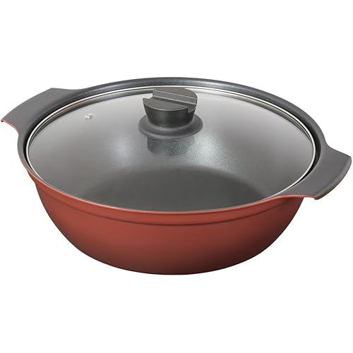 Pearl Metal Pots Tabletop 28cm with Glass Lid, IH compatible, fluorine processing, for 5 7 persons, 