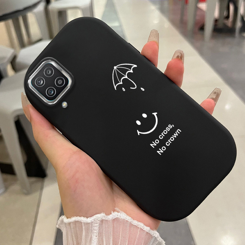 เคสสำหรับ Samsung Galaxy A12 4G A12 5G A22 4G M12 F12 เคสโทรศัพท์รอยยิ้มสวนร่มกันกระแทกกลมและอ้วน