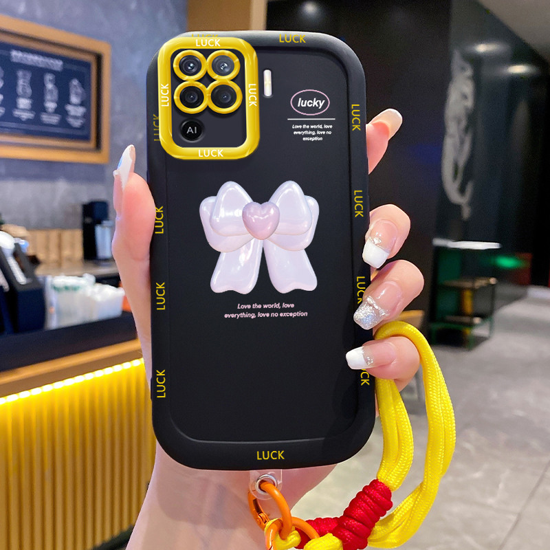 OPPO A94 Reno 5F Reno5 F Reno 5 Lite F19 Pro Case Bowknot Model พร้อมเชือกเส้นเล็ก