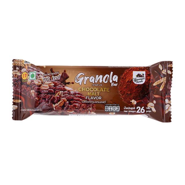 🌻 ยังเกอร์ฟาร์มกราโนล่าบาร์รสช็อคโกแลตมอลต์ 26กรัม 🌈 8859809500097 🌴 Younger Farm Granola Bar Chocol