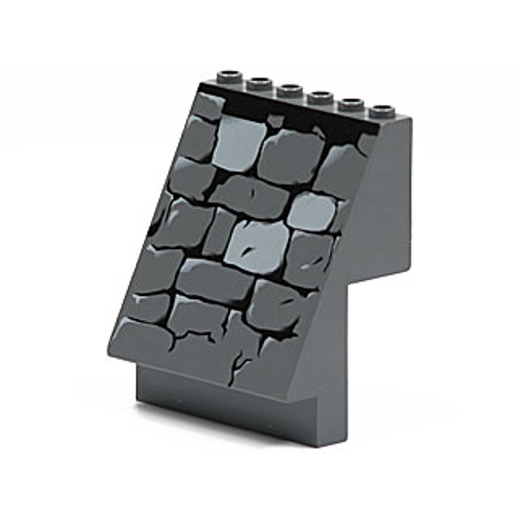 Brick2cube Part - Panel 4 x 6 x 6 Sloped with Stone Wall Pattern - 30156pb02