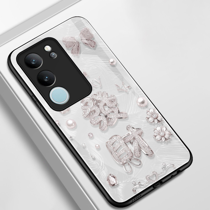 เคสสำหรับ VIVO V29 5G V29 Pro 5G V29E 5G V27 5G V27 Pro 5G เคสโทรศัพท์รวยดอกไม้กุทัณฑ์เปลือกแก้วกันกระแทก