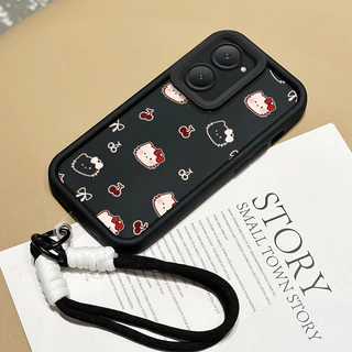 เคสสำหรับ VIVO Y03 Y03T Y18 Y18i Y18e Y18t Y18s Y28e 5G เคสโทรศัพท์แมวกุทัณฑ์เชอร์รี่ซิลิโคนสายคล้องกันกระแทก