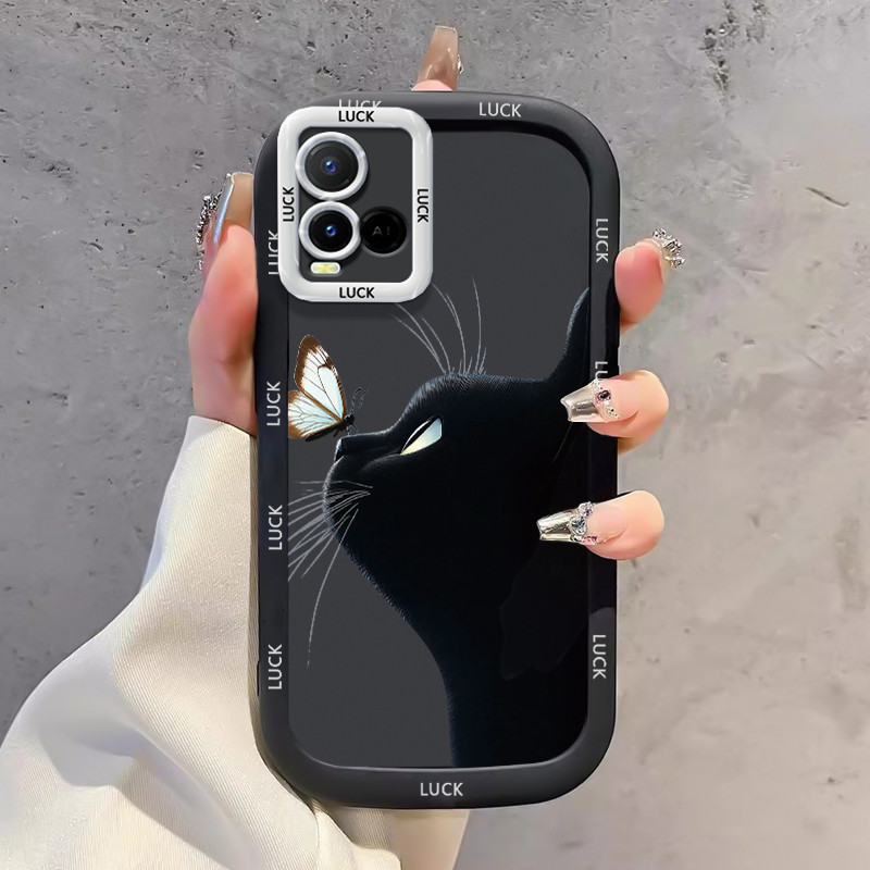 เคสสำหรับ VIVO Y21 Y21s Y21t Y21a Y21G Y33s Y33t เคสโทรศัพท์แมวผีเสื้อซิลิโคนกันกระแทก