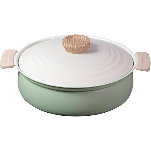 PEARL METAL Baked coating pot Tabletop 26cm IH compatible, ceramic processing, for 4-5 persons, gree