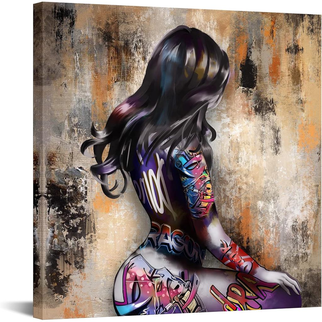 ผ้าใบ Pop Art Wall Art Body Graffiti Street Art ผ้าใบ Wall Art ภาพพิมพ์สําหรับห้องนั่งเล่นตกแต่งบ้าน