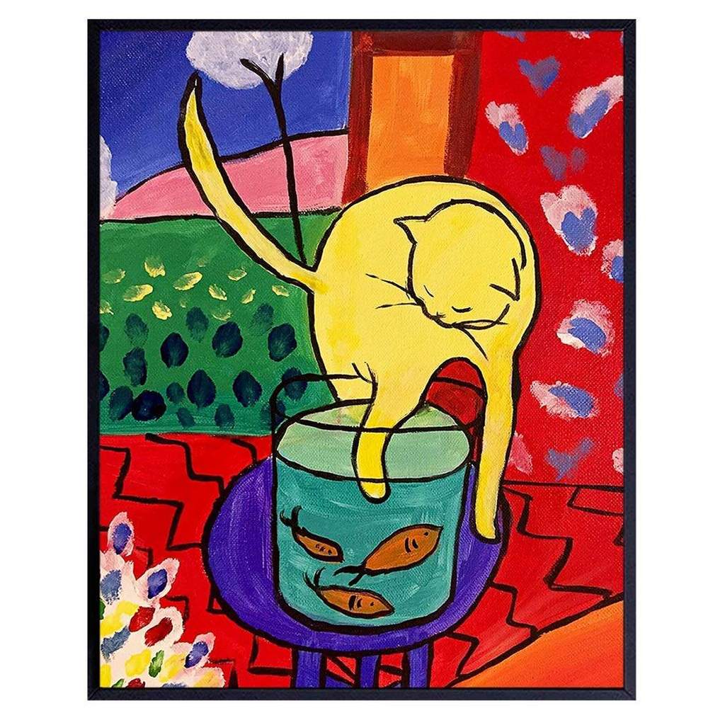 Cat Wall Decor Boho Bohemian Decor Matisse โปสเตอร์ Cat Wall Art บทคัดย่อ Art Mid Century Modern Wal
