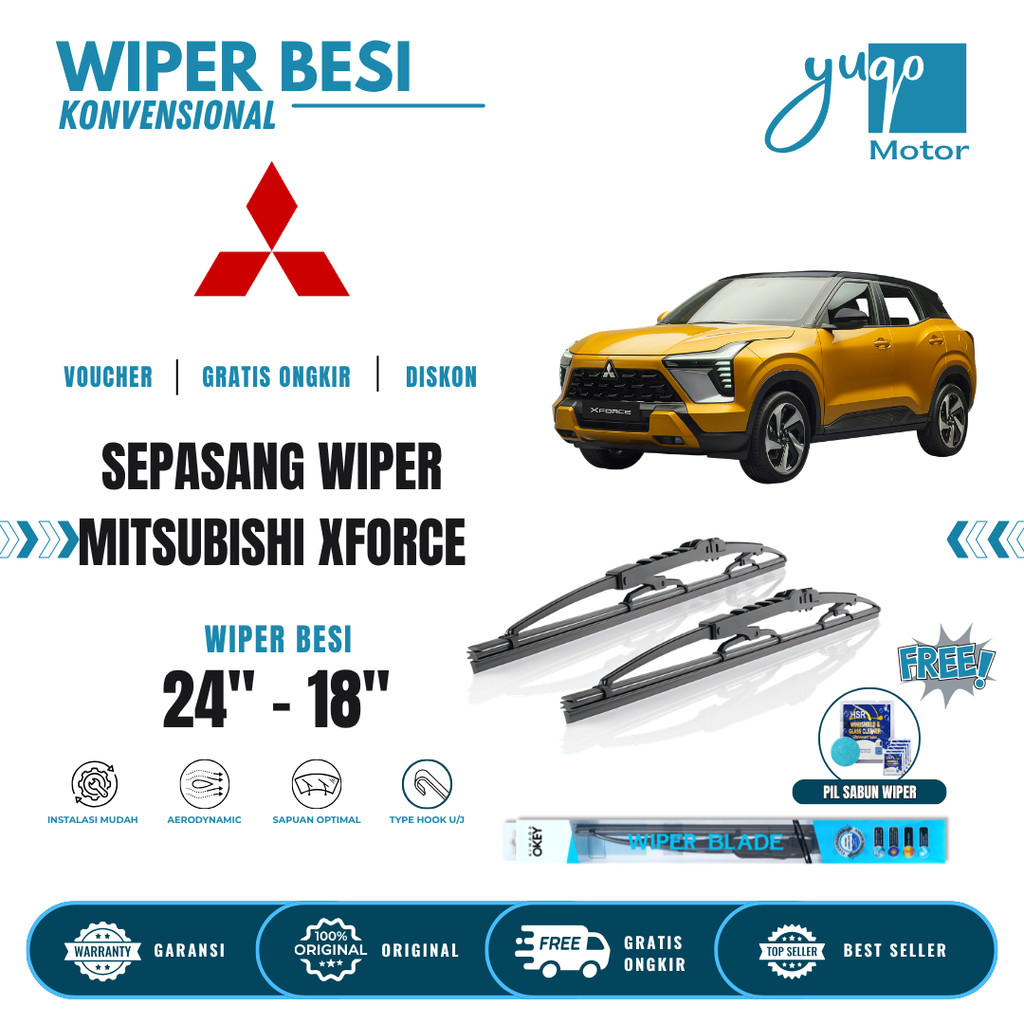 Mitsubishi XForce Conventional ที่ปัดน้ําฝนกระจกรถยนต์ฟรี 5 เม็ดสบู่