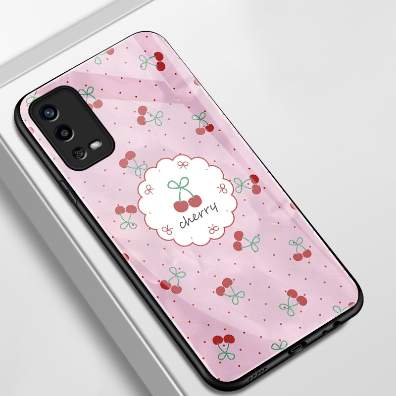เคสสำหรับ OPPO A55 4G A54 4G A56 5G A55s เคสโทรศัพท์เชอร์รีเปลือกแก้วกันกระแทก