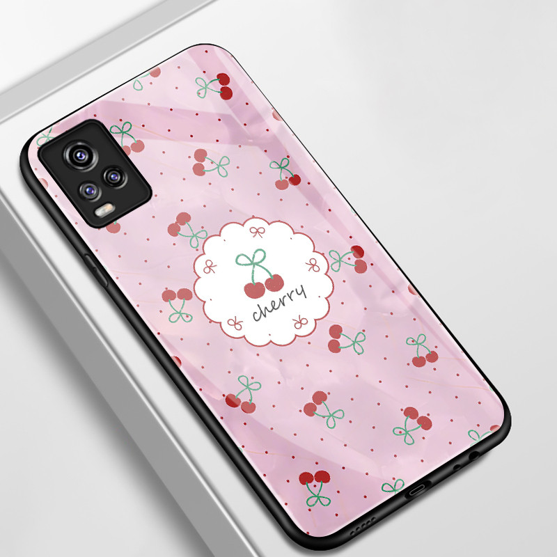 เคสสำหรับ VIVO V20 V20 SE V20 Pro เคสโทรศัพท์เชอร์รีเปลือกแก้วกันกระแทก