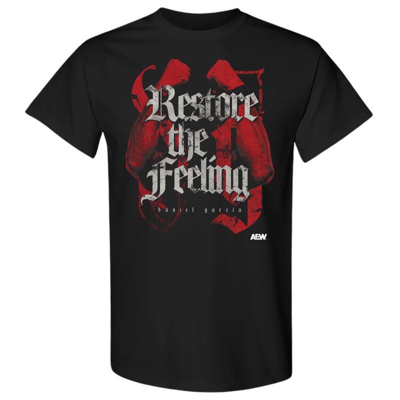 เสื้อยืดผ้าฝ้ายผู้ชาย Daniel Garcia Restore the Feeling AEW Official T Shirt