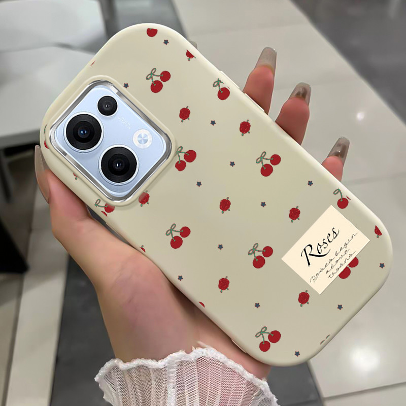 เคสสำหรับ OPPO Reno 13 5G Reno 13F 4G Reno 13F 5G เคสโทรศัพท์ดอกไม้เชอร์รีกันกระแทกกลมและอ้วน