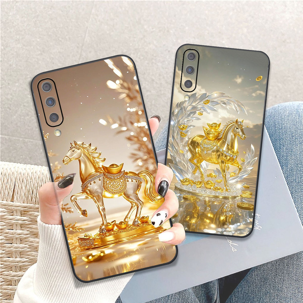 เคส Samsung A7 2018 / A9 2018 พิมพ์ลายม้าสีเหลือง เคส Clover