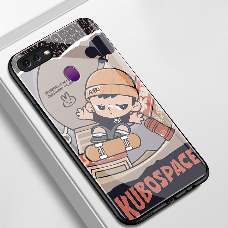 เคสสำหรับ OPPO F9 Pro F7 F5 Youth A7X Realme 2 Pro เคสโทรศัพท์คูโบสเปซเปลือกแก้วกันกระแทก