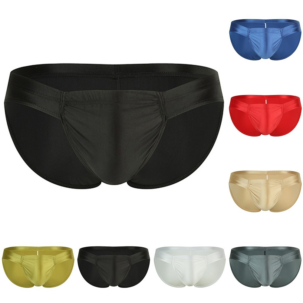 ⭐สินค้าใหม่⭐Men Oil Shiny Glossy Low Waist Briefs Breathable Underwear Panties Underpants ราคา ถูกที่สุด ดีลบีเคเค แกลเลอรีภาพที่ 6