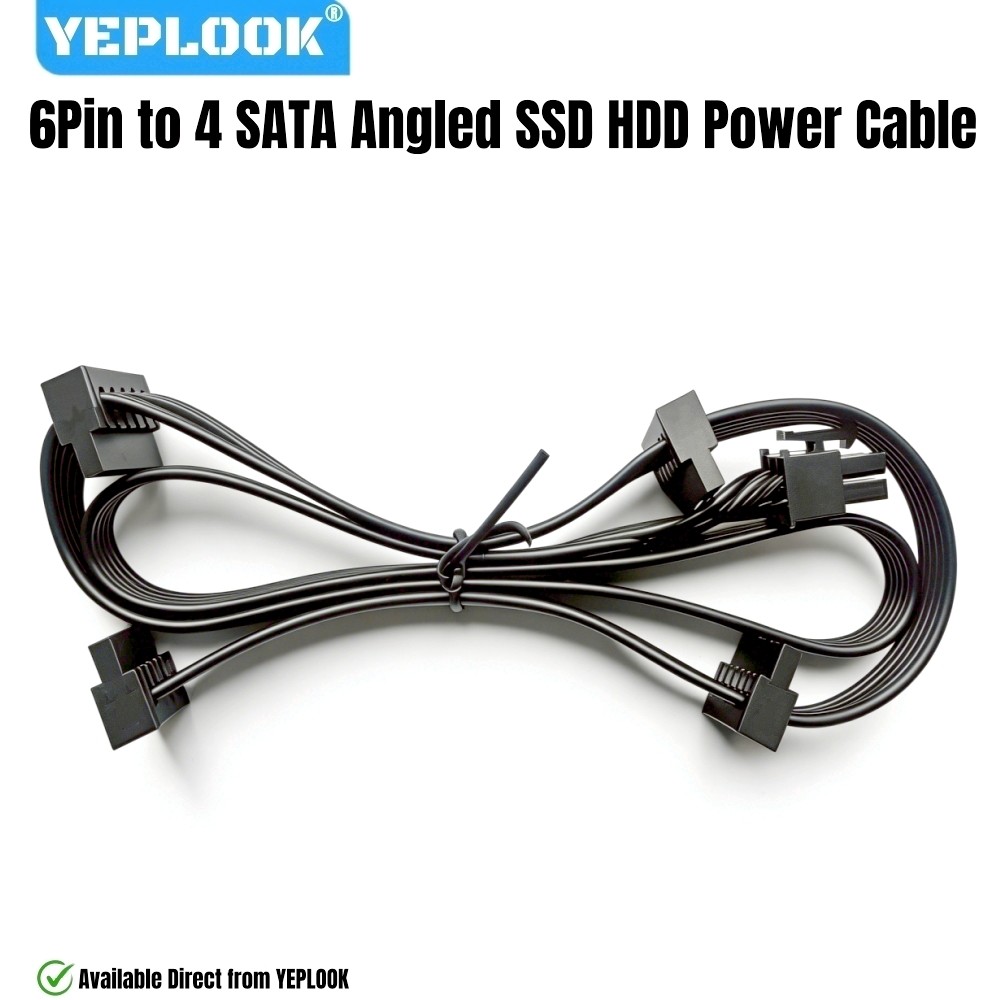 YEPLOOK 6Pin ถึง 4 SATA มุมขวาสําหรับ Corsair SF ประเภท 4 Modulars, HDD SSD SATA สายไฟสําหรับ Corsai