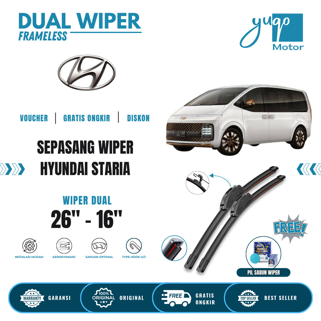 ที่ปัดน้ําฝนกระจกรถยนต์ Hyundai Staria Dual ฟรี 5 เม็ดสบู่