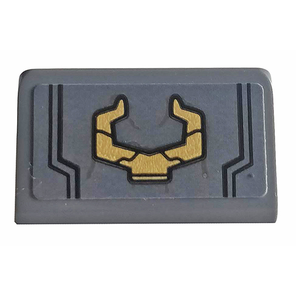 Brick2cube Part - Slope 30 1 x 2 x 2/3 with Gold Horns Pattern (Sticker) - Set 76107 - 85984pb262