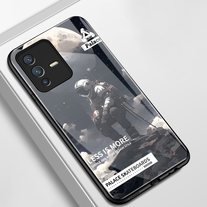 เคสสำหรับ VIVO V23 5G V23i 5G V23E 4G V23E 5G Y75 เคสโทรศัพท์มนุษย์อวกาศแบรนด์อินเทรนด์เปลือกแก้วกันกระแทก