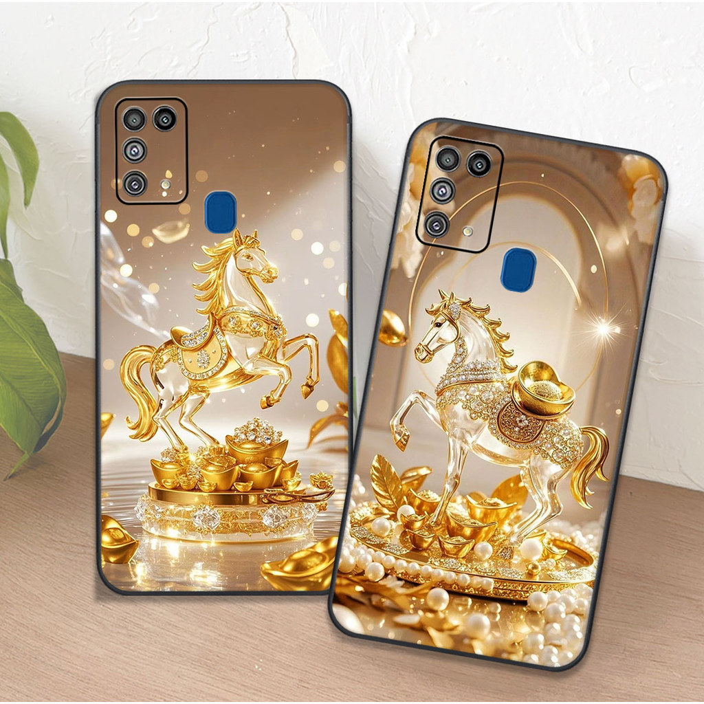 เคส Samsung M31 เคส Clover พิมพ์ลายม้าสีเหลือง