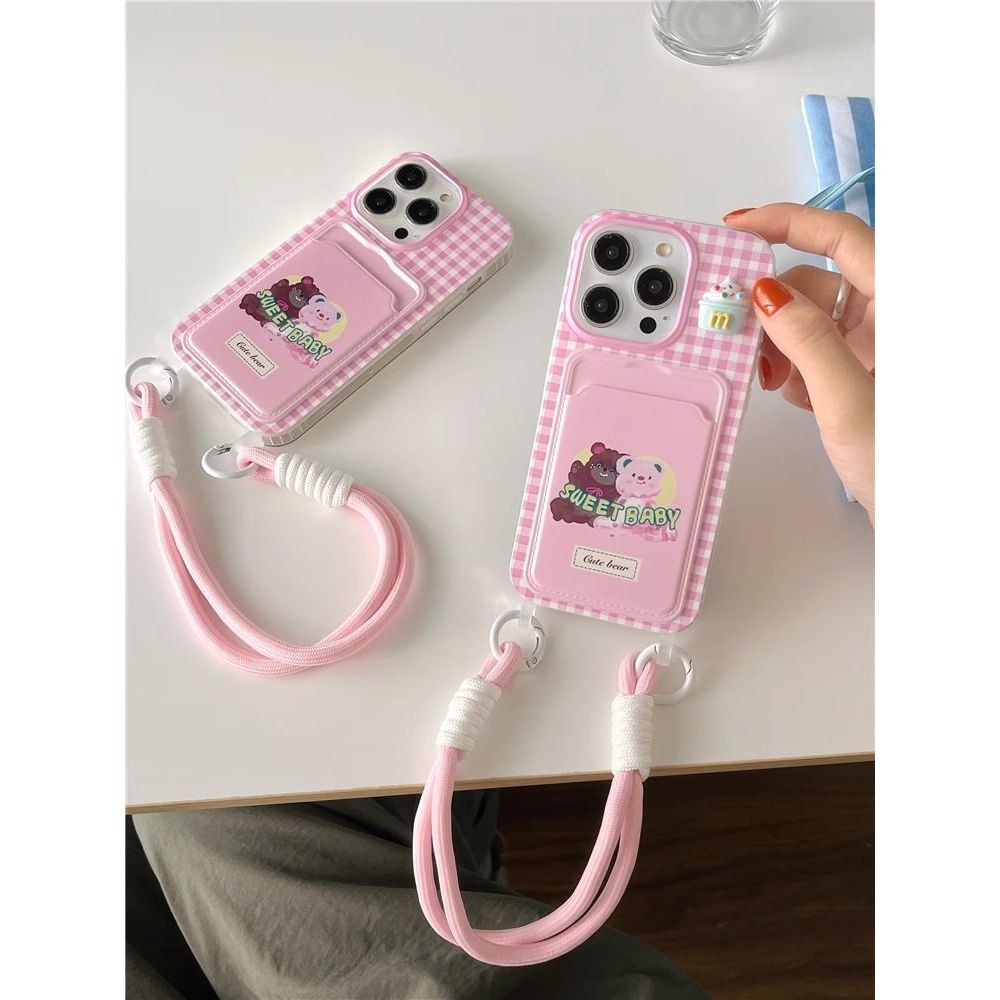 สีชมพู Checkered Girl Bear Case Xiaomi 15 15T Pro Poco F7 11 12 Lite C71 13T X7 5G C65 X5 F4 M5 M5S 