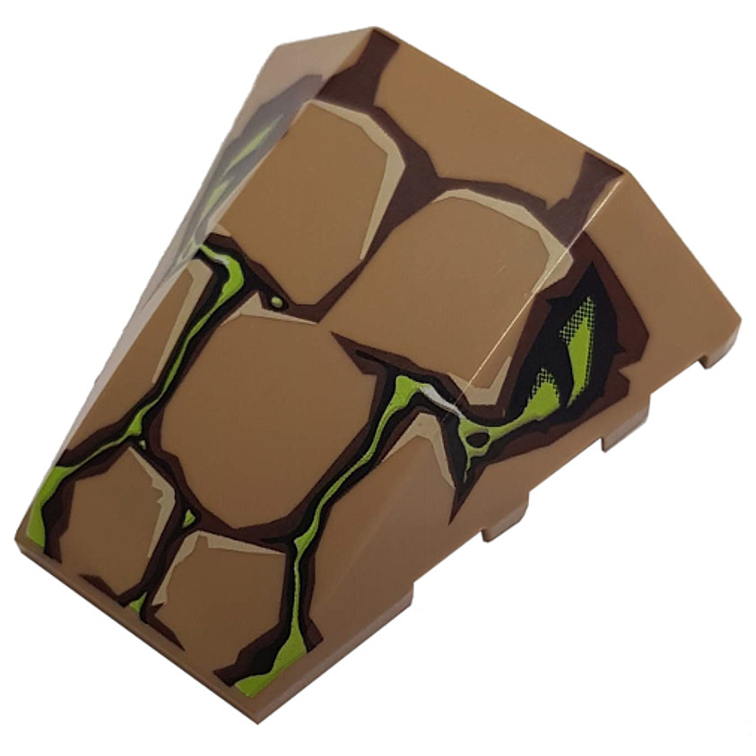 Brick2cube Part - Wedge 4 x 4 Triple Curved No Studs with Scales and 2 Lime Snake Eyes Pattern - 477