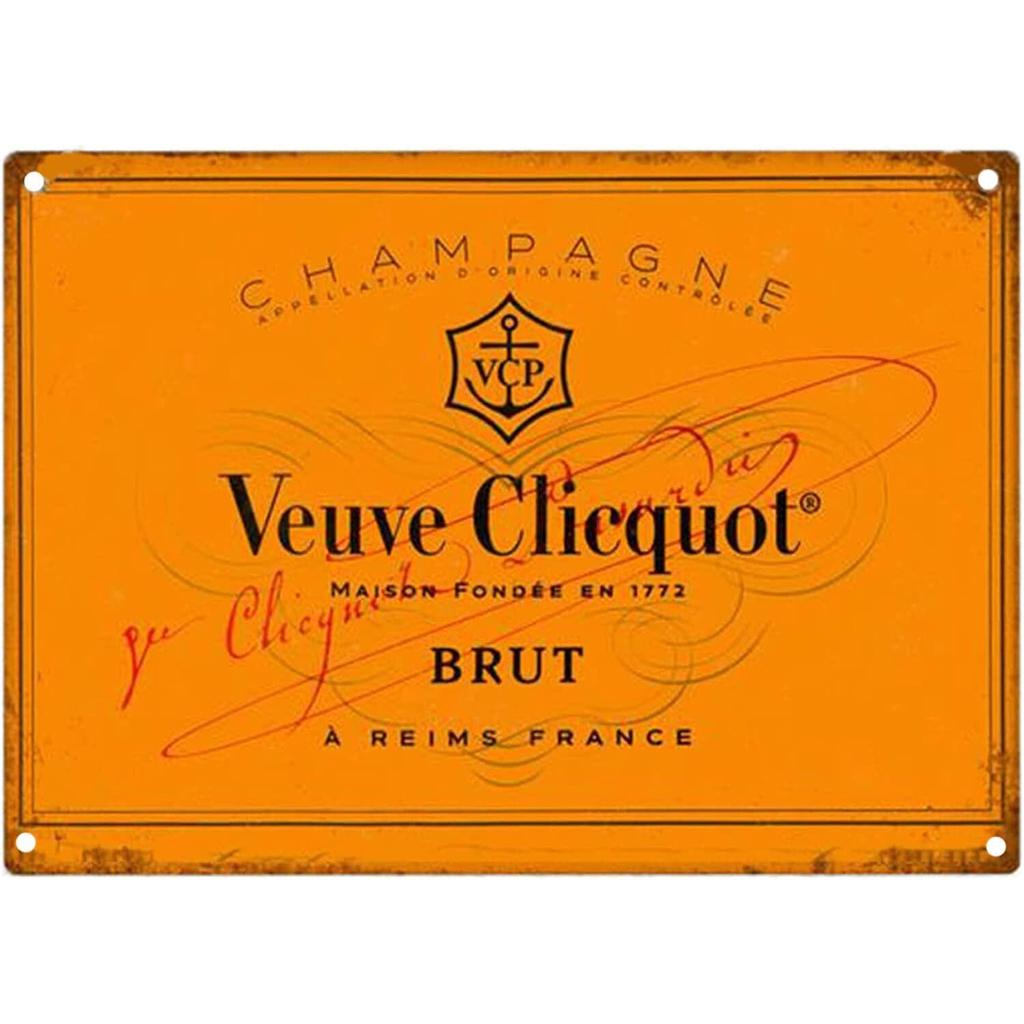 แบบดั้งเดิม Pop Veuve Clicquot Brut แชมเปญ Retro โลหะดีบุกป้าย Vintage Plaque สําหรับ Home Coffee Sh