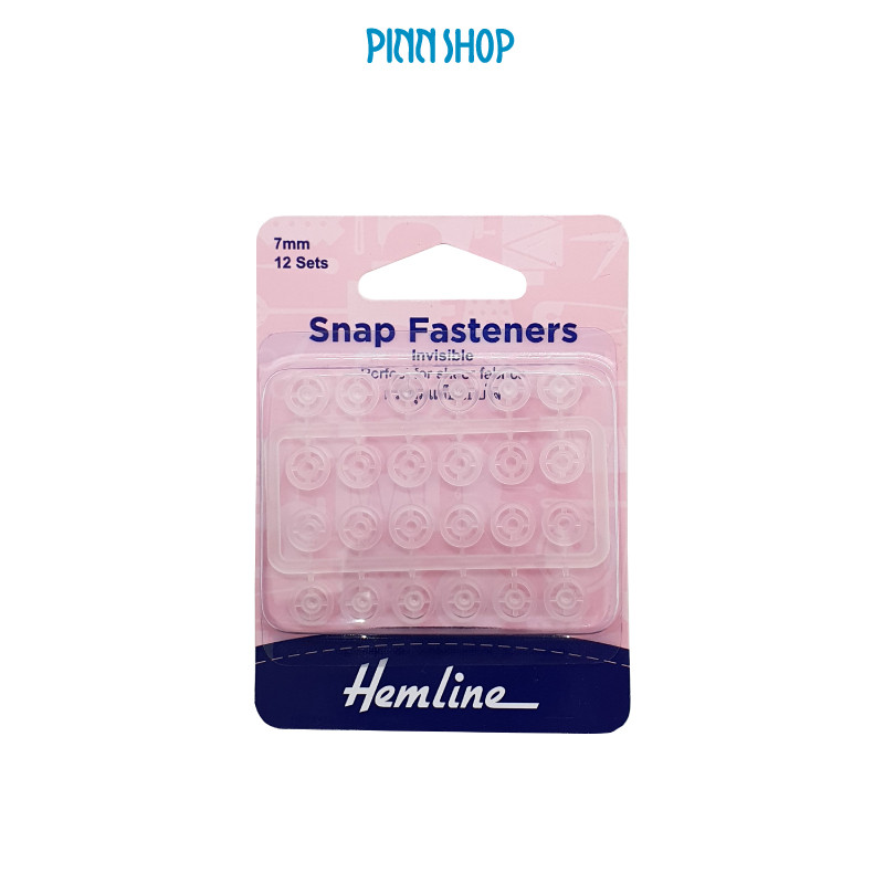 กระดุมแป๊กใส ยี่ห้อ Hemline ขนาด 7 มม. แพ็ค 12 คู่