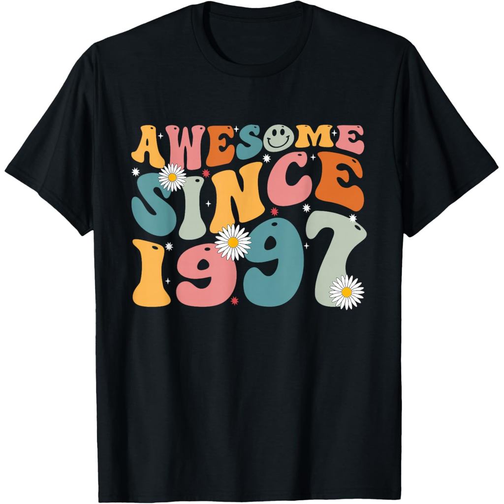 เสื้อยืดผ้าฝ้ายผู้ชาย สุดยอดตั้งแต่ปี 1997 วันเกิด 28 ปี ย้อนยุค เกิดในปี 1997 เสื้อยืด