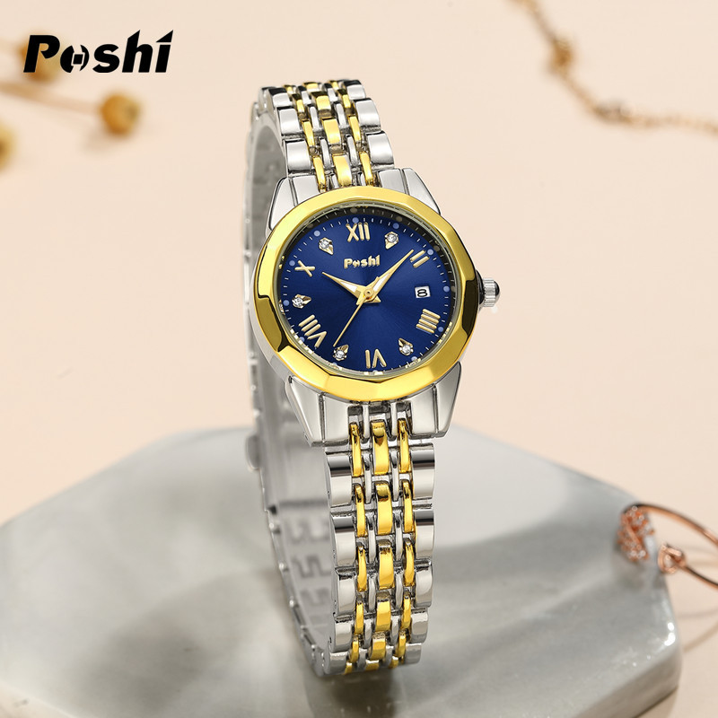 POSHI Mens Waterproof Luminous Business Watches Date Mens Wrist Watch Stainless Steel