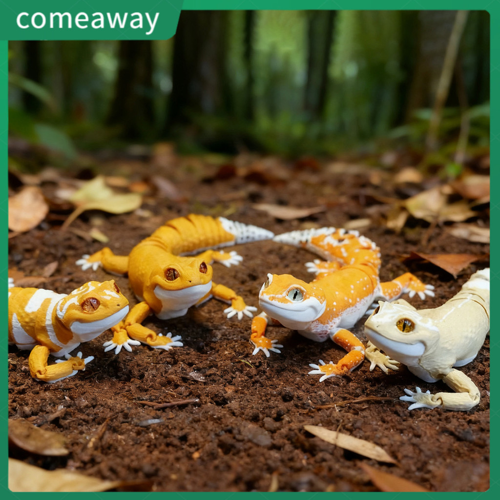 Comeaway Articulated Leopard Gecko Figurine 3D พิมพ์ House Lizard ประติมากรรม Movable Joints สัตว์เล