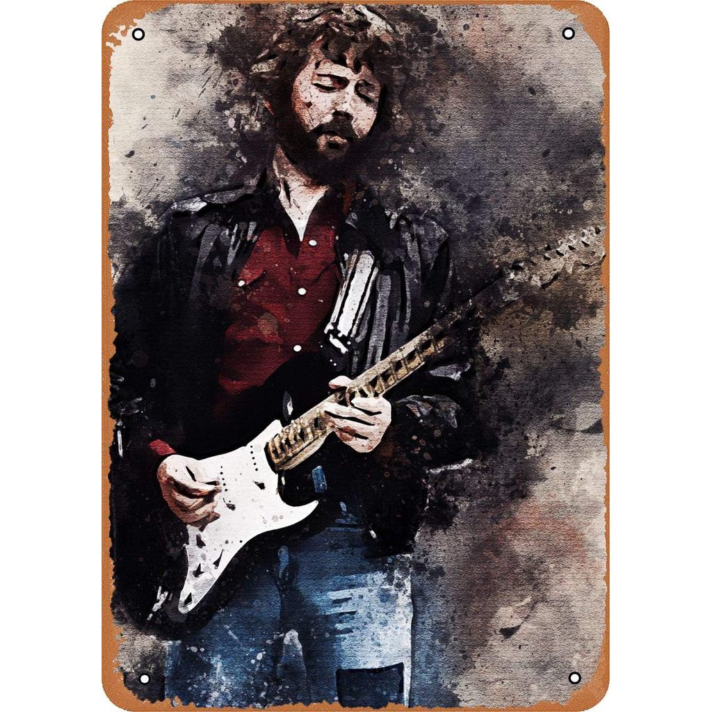 Eric Clapton Plaque Poster ป้ายดีบุกโลหะ 8" x 12" Vintage Retro Wall Decor
