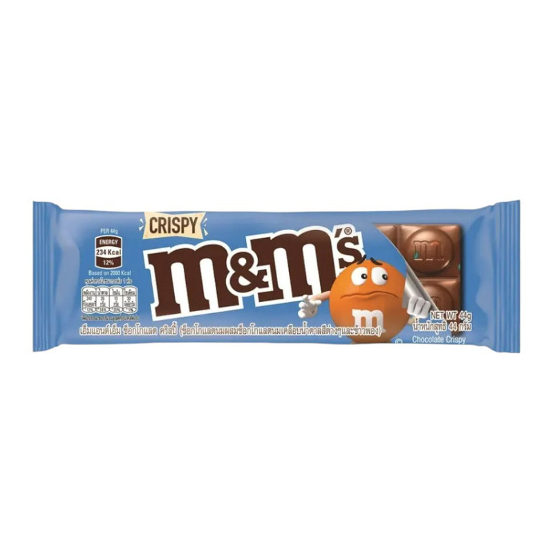 [แพ็ก 4 ชิ้น] M&M's Crispy เอ็มแอนด์เอ็ม คริสปี้ ช็อกโกแลตบาร์สอดไส้ข้าวพอง 44 กรัม x4 (10273452-B) 