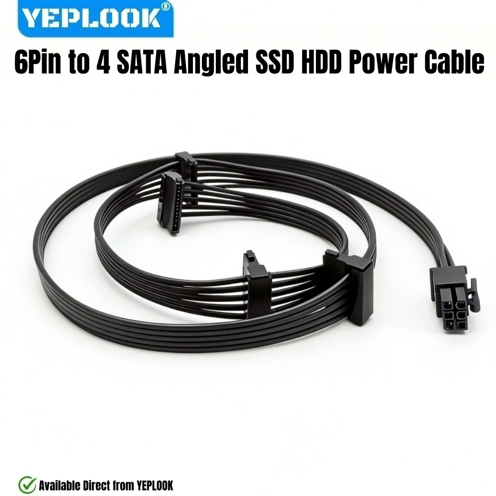 YEPLOOK 6Pin ถึง 4x SATA มุม, HDD SSD SATA สายไฟสําหรับ Corsair HX1200, HX1000, HX850, HX750 Platinu