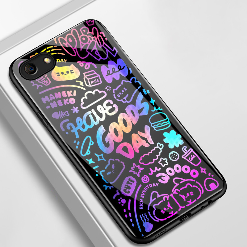 เคสสำหรับ OPPO A83 2018 A1 2018 เคสโทรศัพท์แมวเปลือกแก้วกันกระแทก