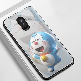 เคสสำหรับ Samsung A6+ 2018 J8 2018 J7 pro J6 Plus 2018 J6 Prime เคสโทรศัพท์แมวเปลือกแก้วกันกระแทก