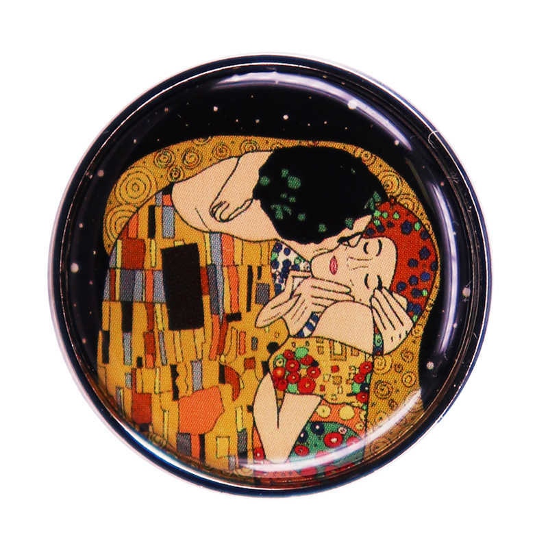ภาพวาดศิลปะ Gustav Klimt < Kiss > เข็มกลัดแรงบันดาลใจ