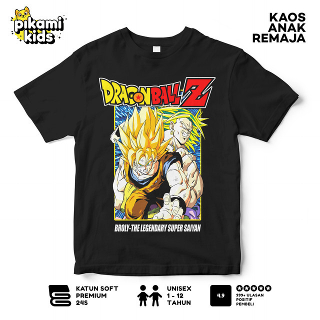 PIKAMI Dragon Ball Goku Vs Broly เสื้อยืดเด็ก Distro - เสื้อผ้าเด็ก Dragon Ball สีดํา