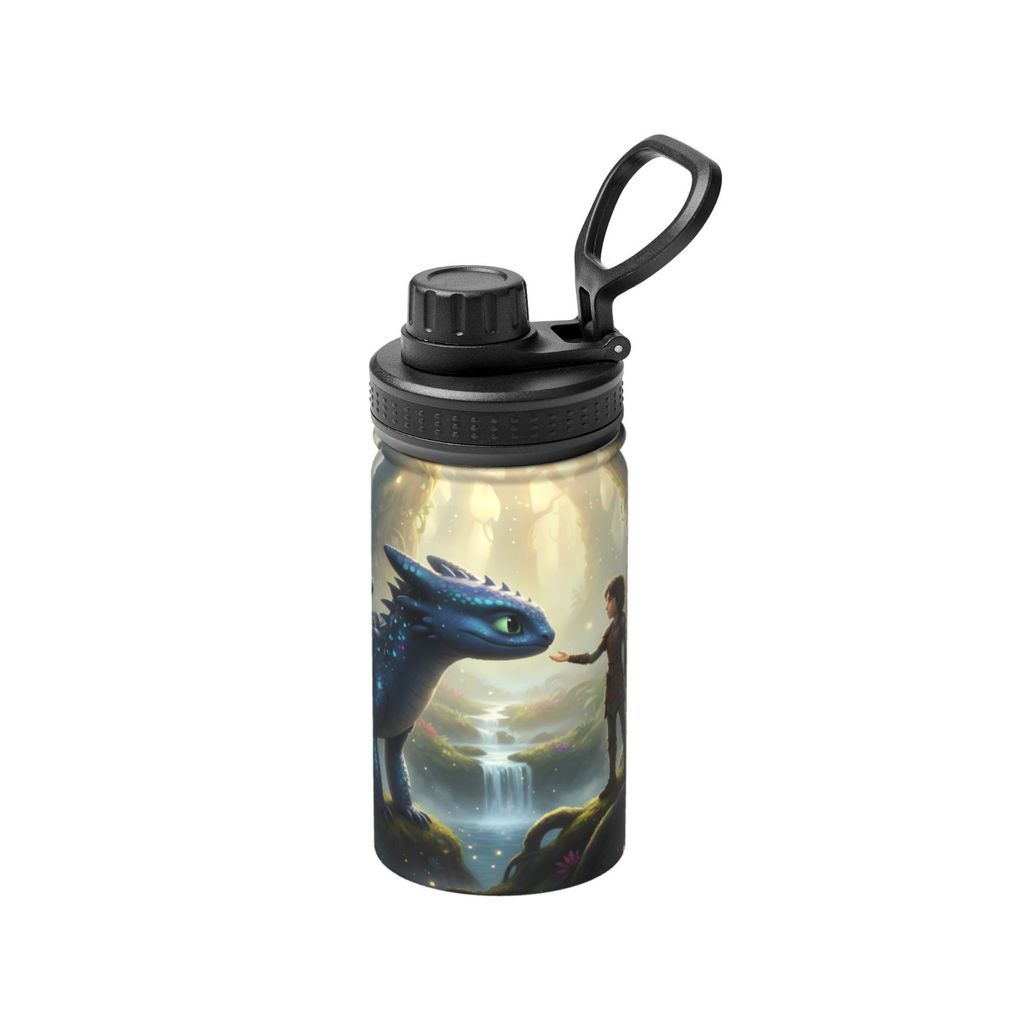 How To Train Your Dragon ขวดน้ําฉนวนความจุขนาดใหญ่ 12OZ,กาต้มน้ําฉนวนการ์ตูน 350MLกระติกน้ํากีฬา,เดิ