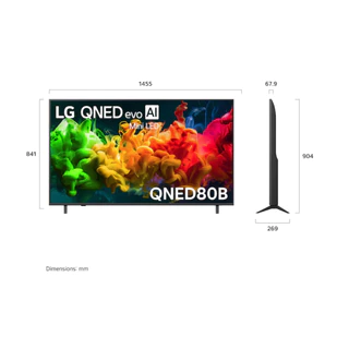 LG ทีวี QNED80B สมาร์ททีวี 65 นิ้ว 4K QNED evo AI Mini LED รุ่น 65QNED80BSA.ATM ปี 2026