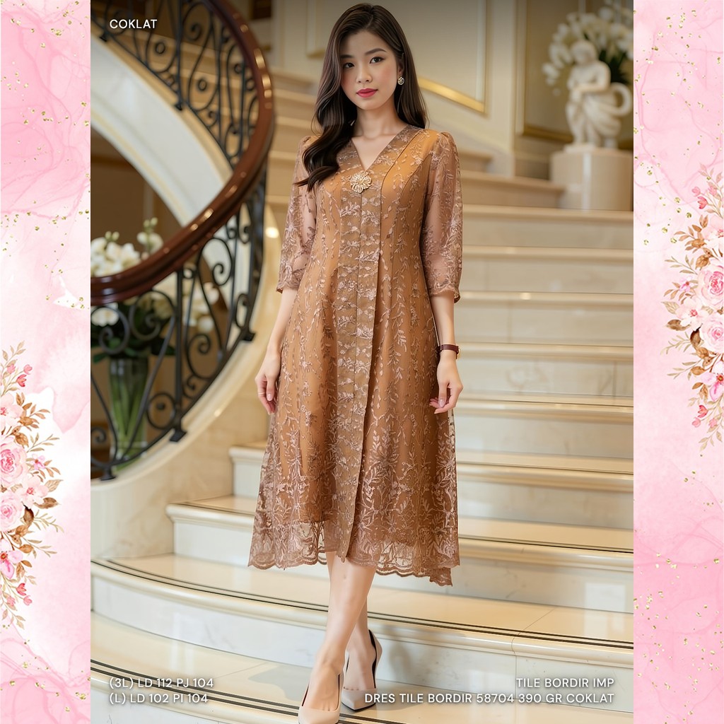 EMBROIDERED TILE DRESS 58704 390 GR Direct Order