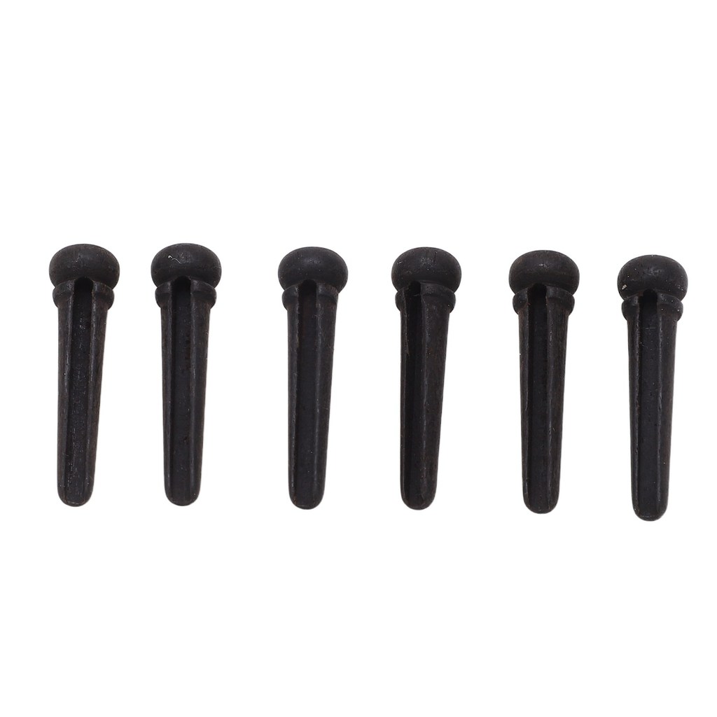 Crth 6 ชิ้นกีตาร์สะพาน Pin Ebony Delicate Simple Long Life Span Standard Pins ชุดสีดํา