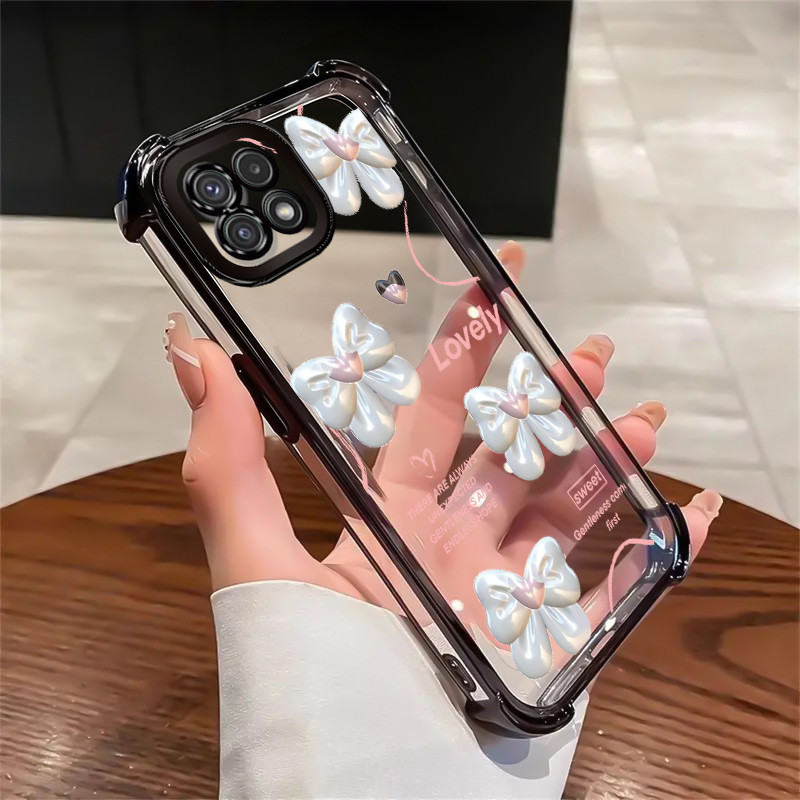 เคสสำหรับ Samsung A22 5G A22s 5G F42 5G เคสโทรศัพท์เรียบง่ายโปร่งใสซิลิโคนกุทัณฑ์รูปหัวใจป้องกันการตกซอฟต์เชลล์กันกระแทก