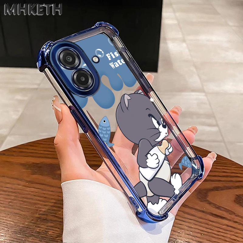 MHKETH เคสสำหรับ Samsung A07 M07 F07 F70E 5G M17E 5G เคสโทรศัพท์ลายการ์ตูนสุดฮิตโปร่งใสชุบอิเล็กโทรไลต์กันกระแทก