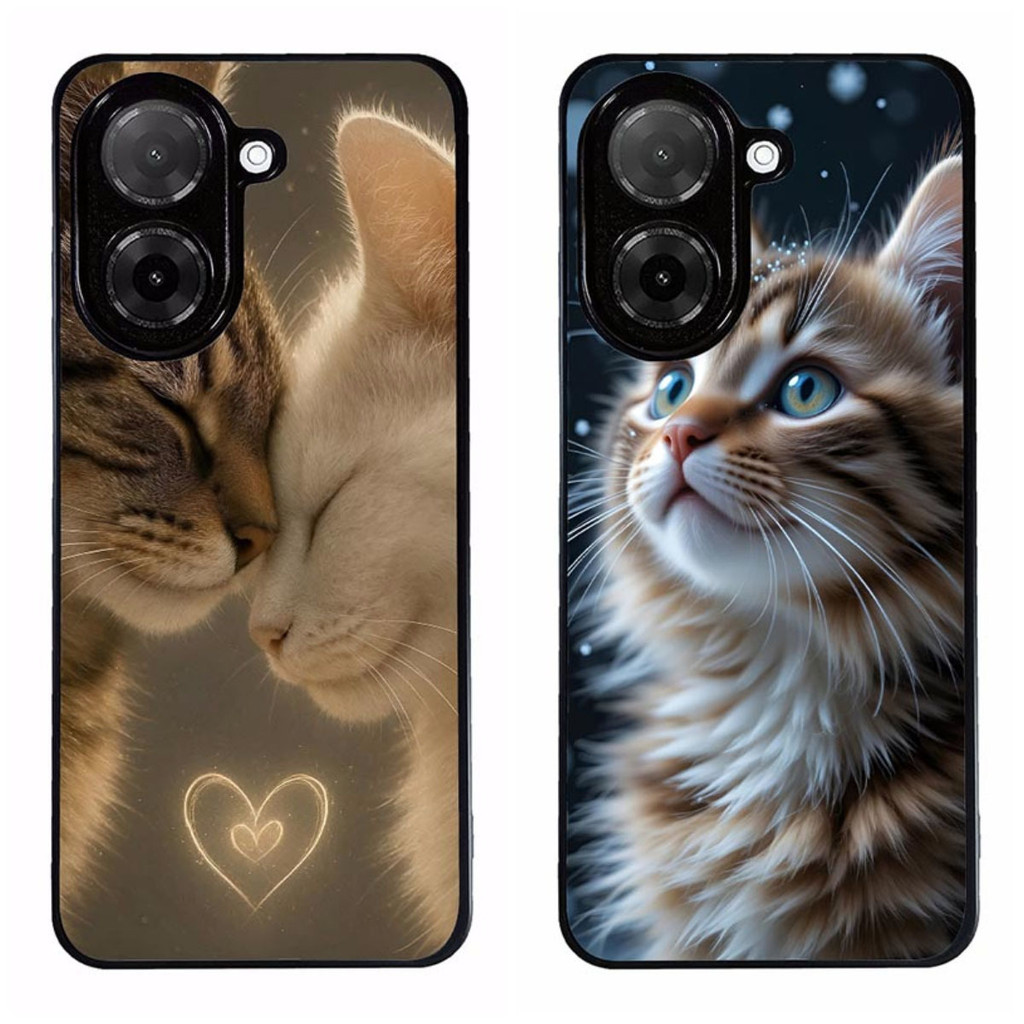 เคสโทรศัพท์สําหรับ POCO C71 Cat Fantsy ความงามการป้องกันสีดํา