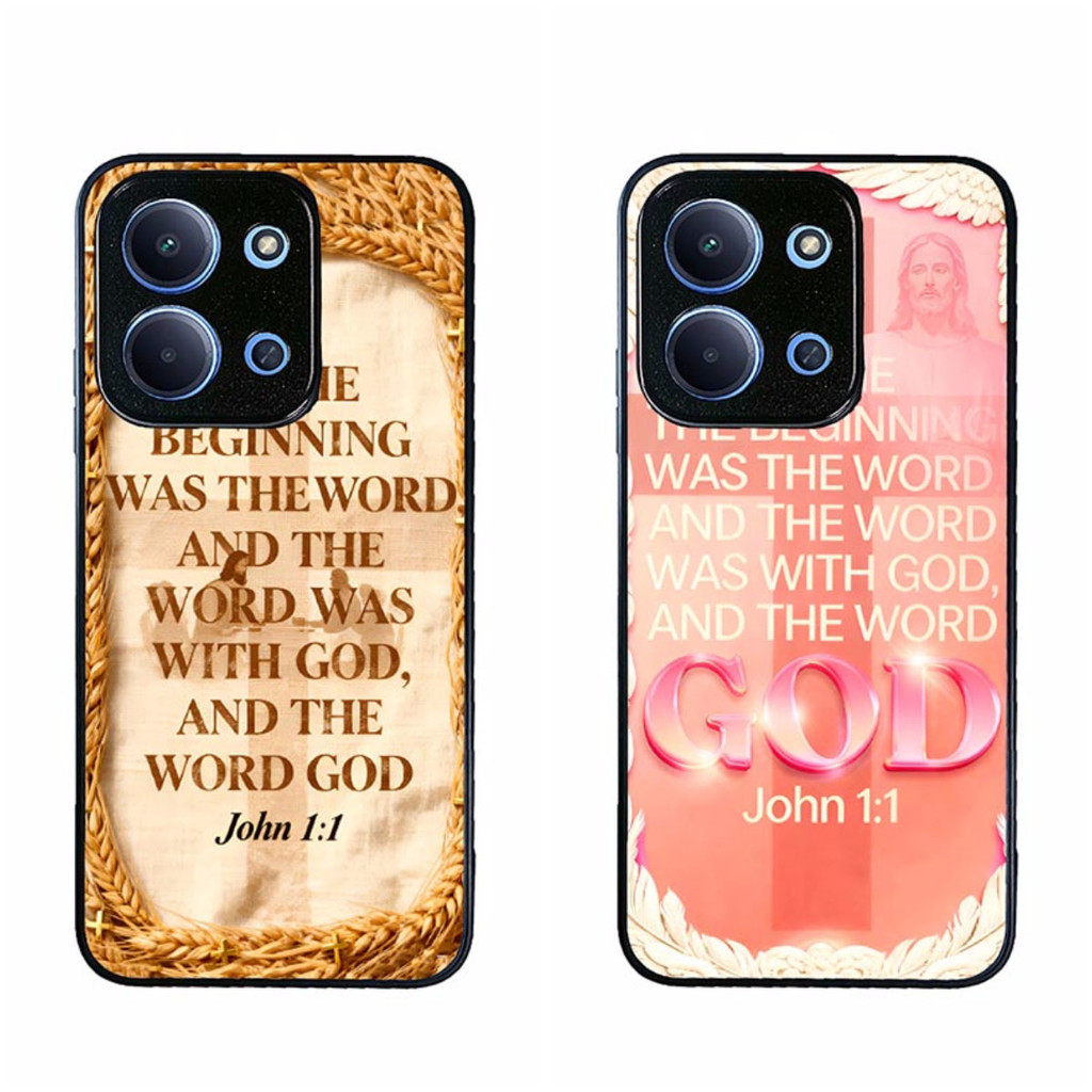 เคสโทรศัพท์สําหรับ Redmi 15C Bible verse John 1 1 การป้องกันสีดําความงาม