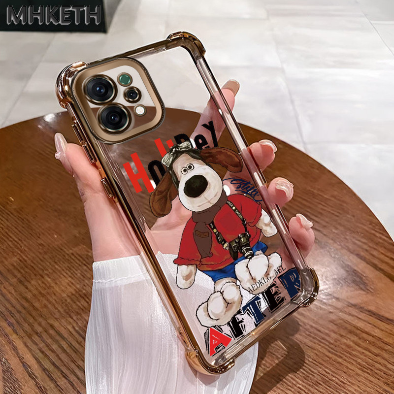 MHKETH เคสสำหรับ OPPO Reno 14 5G 14 Pro 5G Reno 14F 5G เคสโทรศัพท์ลายหมีการ์ตูนแบบใสชุบอิเล็กโทรมีถุงลมกันกระแทกสี่มุม
