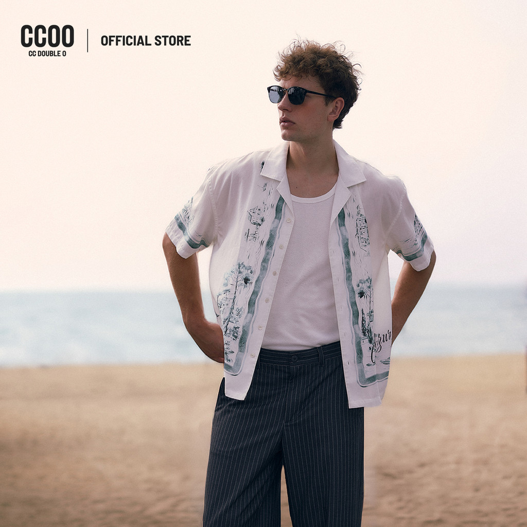 CC DOUBLE O RIVIERA PRINTED RESORT SHIRT ผู้ชาย เสื้อเชิ้ตรีสอร์ทลายพิมพ์ชายหาด รุ่น O26SGMC056 (SS2